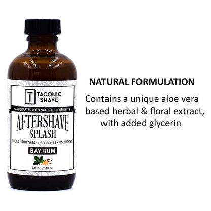 Taconic Shave Bay Rum Aftershave Splash – Alcohol-Free Natural Men’s After Shave – Soothes, Tones & Hydrates Skin – 4 oz Made in USA