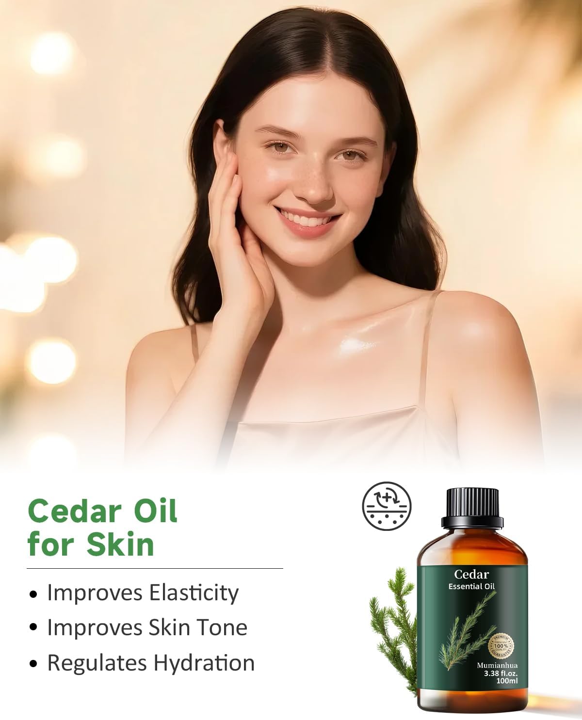 Cedarwood Essential Oil Pure, Mumianhua Natural Cedarwood Oil for Hair, Skin, Diffuser, Aromatherapy, Hair, Aromatherapy, Soap Making, 3.38 Fl Oz