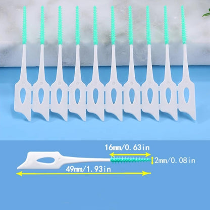 300 Pieces Dual-Use Interdental Brushes Soft Silicone, Disposable Dental Picks,Premium Dental Floss Picks for Effective Teeth Cleaning (300pcs Black)