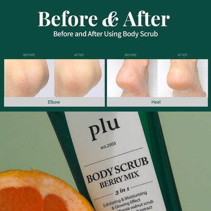 PLU Original Korean Walnut Body Scrub Polish - White Musk - Exfoliating & Moisturizing & Glow - for Acne, Cellulite, Stretch Marks, Spider Veins - Soft Musk Scent, 6.76 oz.
