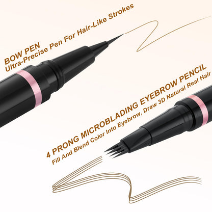 Eyebrow Pencil,2-in-1 Waterproof Eyebrow Pen with 4 Tip Brow Pen and Ultra-Precise Brow Pencil,with Dual-ended Eyebrow Brush,Eyebrow Makeup for Natural Looking Eyebrows - Auburn
