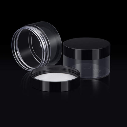 SATINIOR 24 Pieces Empty Clear Plastic Jars with Lids Round Storage Containers Wide-Mouth for Beauty Product Cosmetic Cream Lotion Liquid Butter Craft and Food (Black Lid, 4 oz)