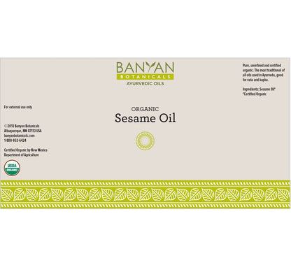 Banyan Botanicals Sesame Oil – Organic & Unrefined Ayurvedic Oil for Skin, Hair, Oil Pulling & More – Multiple Sizes – 34oz. – Non GMO Sustainably Sourced Vegan