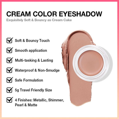 evpct Matte Nude Brown Single Cream Eye Shadow Palette Pot Makeup for Older Women, Highly Pigmented Monochrome Cream to Powder Eyeshadow Palette Matte Liquid eyeshadow, Natural Waterproof Blendable