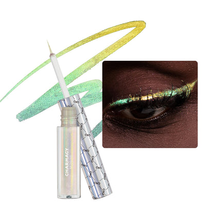 CHARMACY Chameleon Liquid Eyeliner, Intense Color Shifting, Waterproof Eye liner Gold Glitter Eyeliner, High Pigmented, Smudge Proof Formula,Ultra-Fine Tip,PALE YELLOW GOLD 907