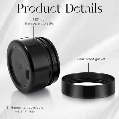 SATINIOR 24 Pieces Empty Clear Plastic Jars with Lids Round Storage Containers Wide Mouth for Beauty Product Cosmetic Cream Lotion Liquid Butter Craft and Food(Black,1 oz)
