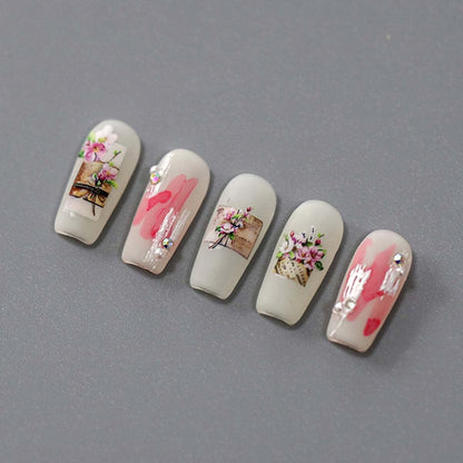5D Embossed Flower Nail Stickers for Nail Art Letter Floral Nail Decals Retro Stickers for Nails Designs Self Adhesive Nail Art Supplies & Decorations for Women Girls 1 Sheet