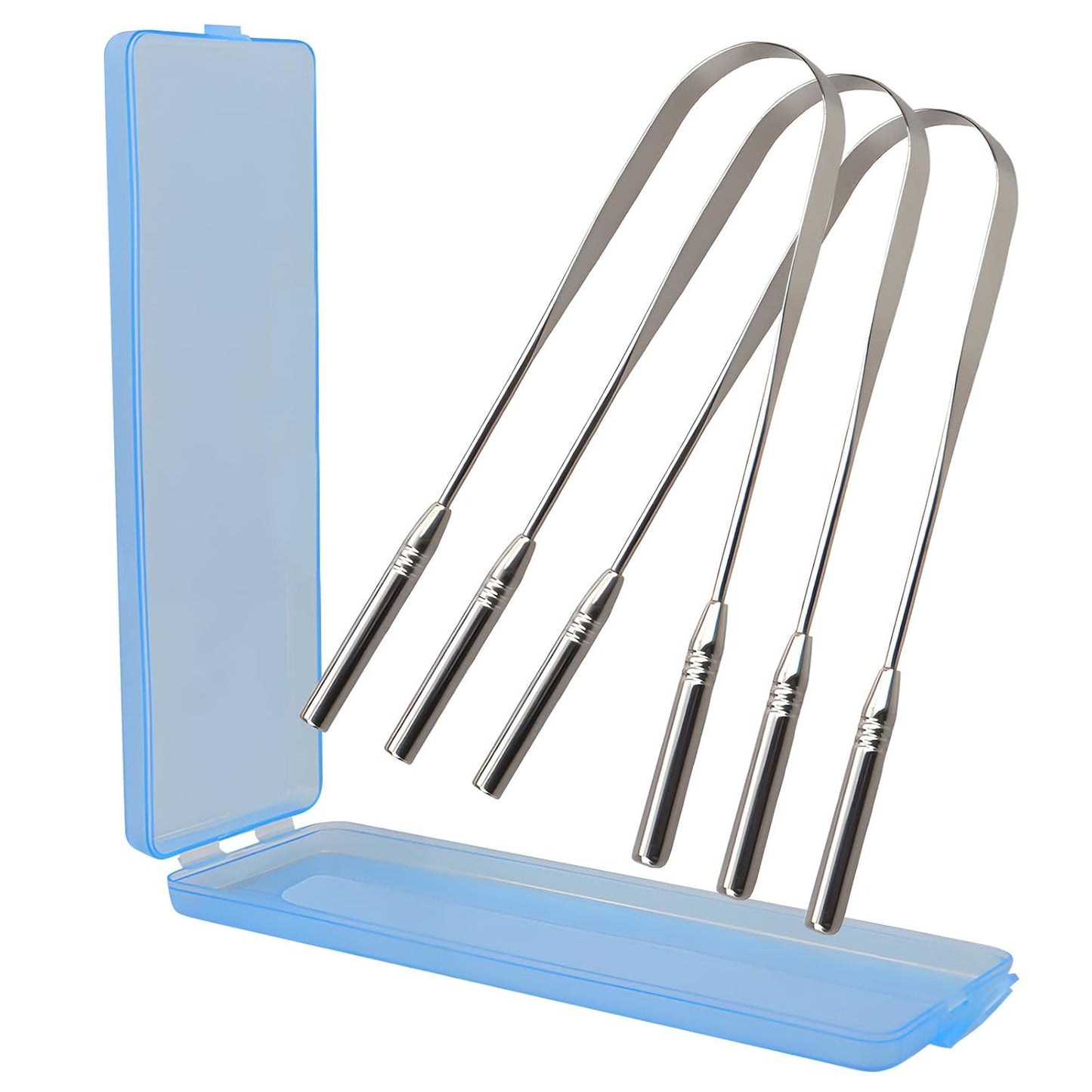 3PCs Medical Grade Tongue Scraper by Omnia One | Stainless Steel Tongue Cleaner, Metal Tongue Scraper with Travel Bag | Tongue Scrubber for Bad Breath, Boost Oral Hygiene