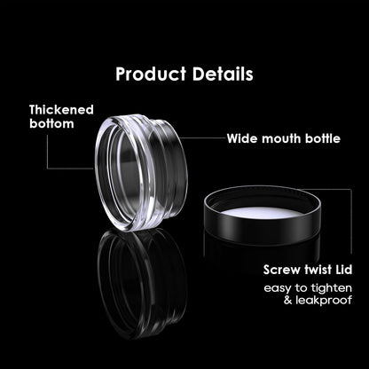 50 Pack 3 Gram Sample Containers with Lids, Small Plastic Cosmetic Jars, Makeup Travel Container Jar for Cream, Bead, Eye Shadow, Jewelry, Lotions, Powders, Glitters Lip Gloss with Labels,Spatulas