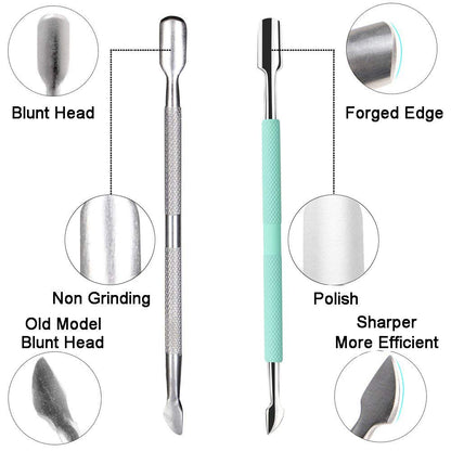 Ejiubas Cuticle Trimmer with Cuticle Pusher Cuticle Nipper Professional Grade Stainless Steel Cuticle Remover Cutter Clipper Durable Pedicure Manicure Tools (Green)