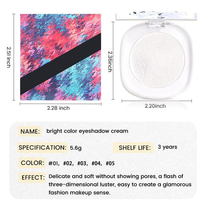 Pearl White Cream Glitter Shimmer Metallic Eyeshadow Palette Makeup, Natural Single Mini Instant Holographic Eyeshadow For Women, Sombras Crema Para Ojos, Talc, Paraben & Cruelty Free