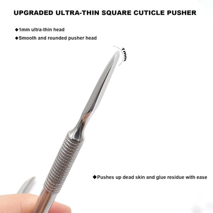 Pre-treatment Cuticle Pusher, Russian Prep Nail Pushers, Dual Ended Cuticle Remover with 100/180 Grit Sandpaper Sheets, Nail Care for Manicure Pedicure Nail Art