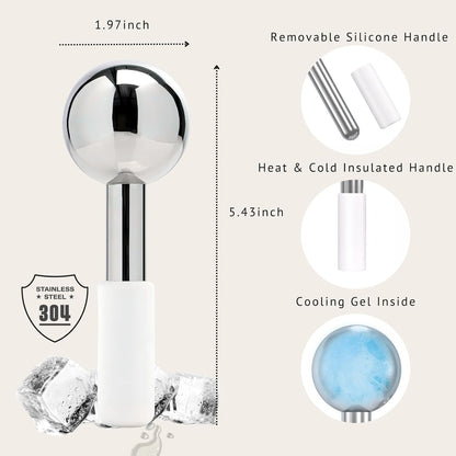 Ice Roller for Face Ice Globes Eye Massager Facial Roller Tools Stainless Steel Cryo Globes Long-Lasting Cold Therapy for Eyes, Hot Flashes, Body Skin Care for Puffiness, Wrinkles