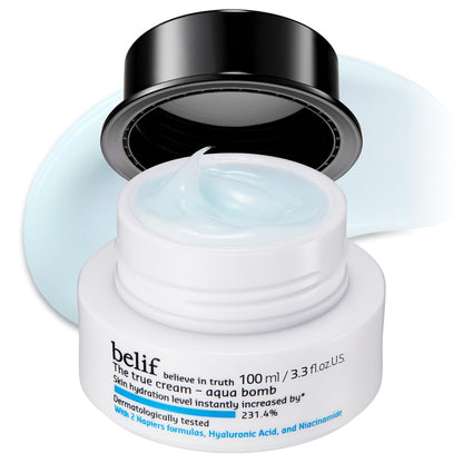 belif Aqua Bomb – Lightweight Gel Moisturizer with Niacinamide, Hyaluronic Acid & Squalane | 72H Hydration + Cooling Effect, Korean Skincare (3.3 fl oz)