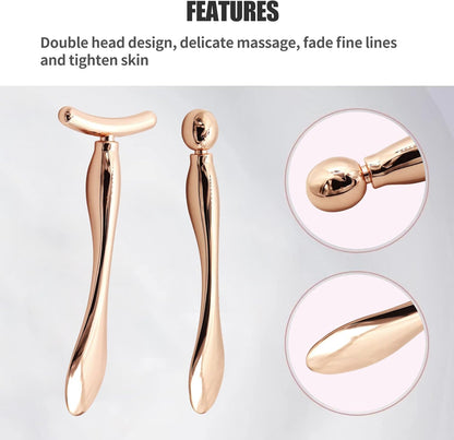 2PCS Metal Eye Cream Applicator Wand Stick, Massager Skin Care Tools, Face Roller Massager Tool,Eye Massage Wand Stick Girls Women Facial Massager for Reducing Puffiness Wrinkle