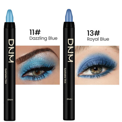 Kaely 2Pcs Bright Blue Eyeshadow Stick for Older Women, Metallic Shimmer Glitter Cream Eye Shadow Pencil Crayon, Light Blue Eyeliner Waterproof Halloween Makeup, 11+13