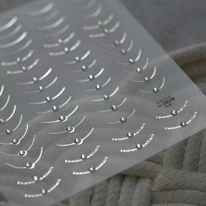 5D Embossed French Tip Nail Art Stickers Silver Gold Nail Stickers for Nail Art Self Adhesive Stripe Nail Decals with Rhinestone Design French Tip Nail Art Supplies for Women Girls