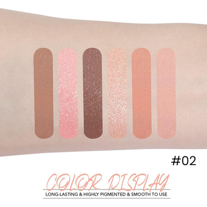 6-Color Nude Champange Brown Matte & Shimmer Eyeshadow Palette with Mirror – Highly Pigmented, Long-Lasting Eye Makeup for Artists & Creative Looks (02#)