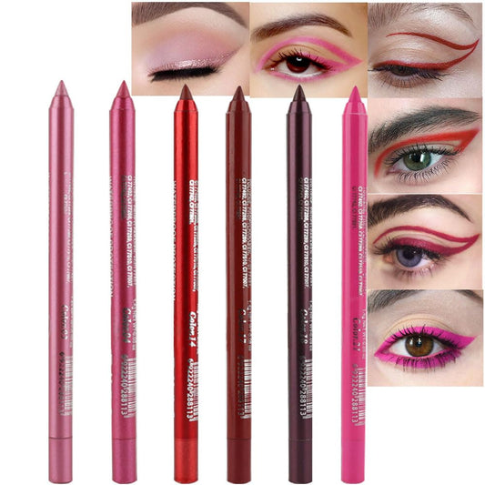 Kaely 6Pcs Glitter Gel Eyeliner Pencil Set for Women, Color Eye Liner Waterproof Smudge Proof with Sharpener, High Pigmented Eye Makeup Liners, lapiz de ojos delineador de ojos contra el agua, 03