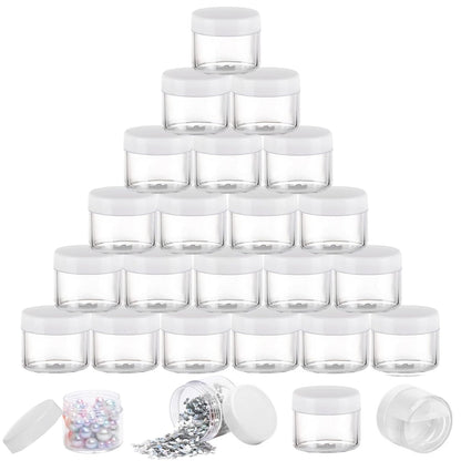 100 Count Sample Containers with lids 20g Plastic Cosmetic Jars Leak Proof Traveling Makeup Containers for Cream and Lotions - White