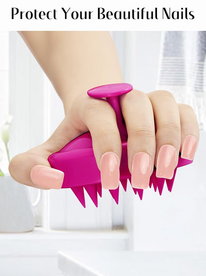 HEETA Scalp Massager Hair Growth, Soft Silicone Scalp Scrubber Shampoo Brush for Exfoliation, Dandruff Removal Head Massage Stress Relax, Wet & Dry Use for Thick Thin Curly Hair Care, Hot Pink