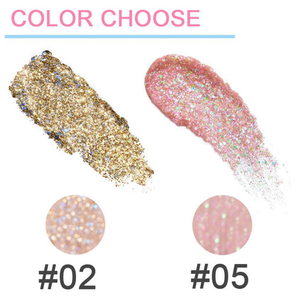 Liquid Sparkling Glitter Eye Shadow Sticks Set: Crystal Silver Golden Eyeshadow, Eyeliner, Eyelid, Liquid Highlight Shimmer Makeup for Eyes,Waterproof Quick-Drying,2 Pcs (02+05)