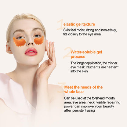 Vitamin C Under Eye Masks for Dark Circles, 6 Pairs Gel Crystal Eye Pads Under Eye Patches for Melanin, Hydrate Shiny Eye Skin, for Dark Circles, Bags, Fine Lines, Eye Tail Winkles (Orange)