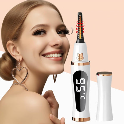 2025 Upgraded Heated Eyelash Curler – Fast 5s Heat-Up, USB Rechargeable Electric Eyelash Curler, 3 Temperature Modes, LED Display, Anti-Burn, 24H Long-Lasting Curl, Perfect Gift for Women (White)