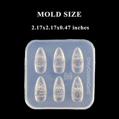 3D Flowers Nail Mold Devil Fruit Carving Template Silicone Nail Tools for Resin Charms Manicure DIY Supplies