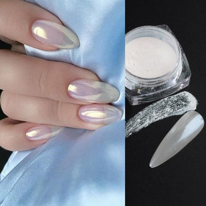 6 Colors Pearl Chrome Nail Powder,Aurora Mermaid Iridescent Powder Set, Metallic Mirror Effect Glitters Pigment for Gel Polish Nail Art Decorations