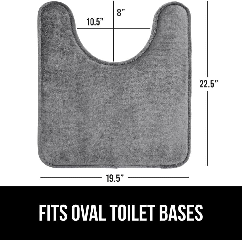 GORILLA GRIP Thick Memory Foam Toilet Rug for Bathroom, U Shaped Washable, Soft Absorbent Velvet Topside Floor Mats, Machine Wash, Cushioned Luxury Rugs for Bath Room, 22.5x19.5, Graphite Gray