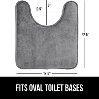 GORILLA GRIP Thick Memory Foam Toilet Rug for Bathroom, U Shaped Washable, Soft Absorbent Velvet Topside Floor Mats, Machine Wash, Cushioned Luxury Rugs for Bath Room, 22.5x19.5, Graphite Gray