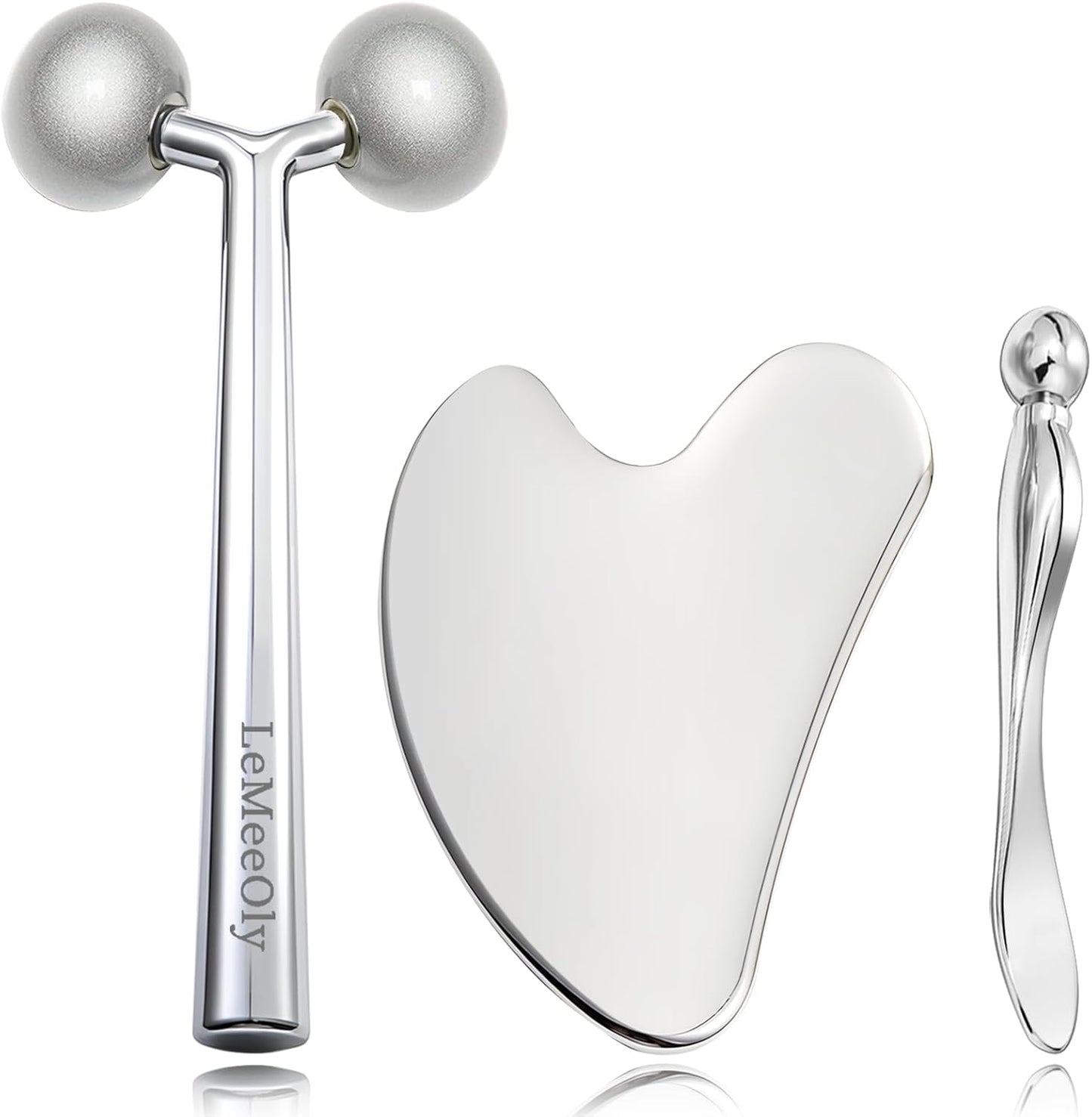 Gua Sha Facial Tools Stainless Steel & Face Roller Massager Skin, Facial Massage Skin Care for Face Neck Body, Reduce Puffiness Remove Wrinkles, Valentines Gift for Women