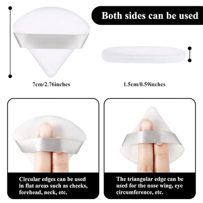 Maitys 12 Pieces Powder Puff Triangle Face Makeup Cosmetic for Loose Powder Soft Body Washable Reusable Foundation Sponge Mineral Wet Dry Makeup Tool for Women(Small,White)