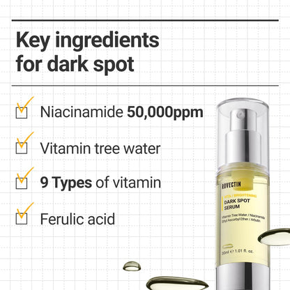 ROVECTIN Vita Dark Spot Serum for Clearing Blemish and Evening Skin Tone | Rich Vitamin C, Brightening, Hydrating For Dry, Sensitive, Normal, Oily Skin | Vegan K-Beauty (1.01 Fl. Oz, 30ml)