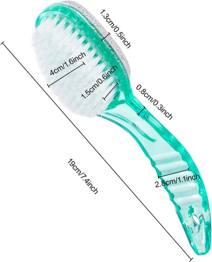 6 Pcs Foot Brush for Shower with Handle 2 in 1,Ooloveminso Large Foot Pumice Stone Brush Scrubber Foot File Calluses Remove Suitable for Horniness Foot Spa,Foot Care Smooth Skin (Green&Transparent)