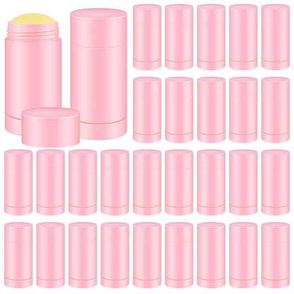 30 Pcs Empty Deodorant Containers Twist up Filling Stick Plastic Deodorant Container Refillable Bottles Bottomfill Round Lip Balm Tubes for Homemade DIY Lipstick Crayon(30 ml,Pink)
