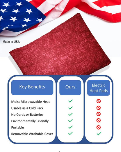 Microwavable Corn Filled Heating Pad and Cold Pack/Washable 100% Cotton Cover (Cross Hatch - Wine, 7.5in W x 11in L)