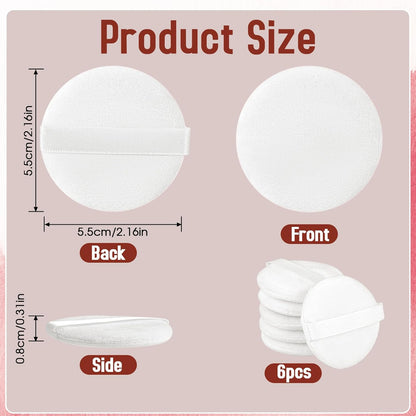 6 PCS Setting Powder Puff, 2 Inch Small Round Makeup Powder Puff Pads with Ribbon Soft Velour Eye Shadow Puff Cosmetic Foundation Blender Sponge Beauty Makeup Tools for Loose Powder & Liquid Cosmetic