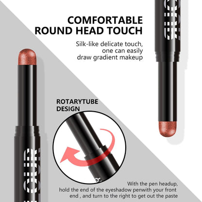 Red Metallic Shimmer Cream Eye Shadow Stick Makeup for Women, Red Metallic Shimmer Matte Eye Shadow Brightener Stick for Eyes, Waterproof Eyeshadow Pencil Applicator Blendable for Eye Highlight 08