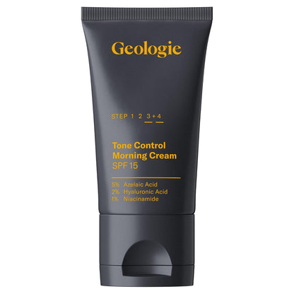 Geologie Tone Control Face Cream with SPF 15 | Brightening Moisturizer with Niacinamide, Hyaluronic Acid & Azelaic Acid | Reduces Redness & Controls Oil | For Men & Women