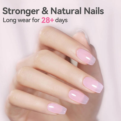 BORN PRETTY Builder Gel for Nails, 8-in-1 Milky Pink Clear Builder Nail Gel for Nail Apex and Gel Extension Strengthener, Nail GLue Gel Hard Gel Base Rhinestone Nail Glue Gel in a Bottle 15ml