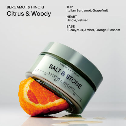 Salt & Stone Body Cream – Bergamot & Hinoki | Hydrating Formula with Seaweed Extracts, Spirulina & Squalane | Deep Hydration, Skin Barrier Repair & Healthy Glow | for all Skin Types (6.7 fl oz)