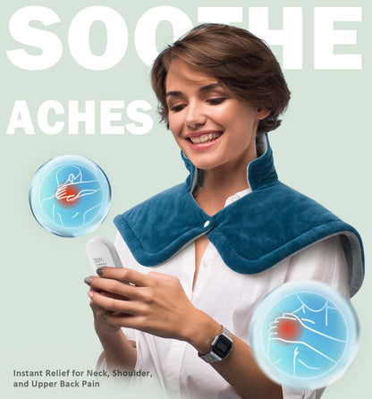 Heating Pad for Neck and Shoulder, 2lb Weighted Neck Heating Pad for Pain Relief, Fathers Day Birthday Christmas Gifts for Dad Men Women Mom, Dad Husband Gifts, 6 Heat Settings Auto-Off Home Office