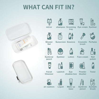 Set of 2 - Hard Sided Clear Zipper Case for Storage - Professional-Grade Plastic Hard Shell Zippered Organizers, Cosmetic Bag, Snack Bins