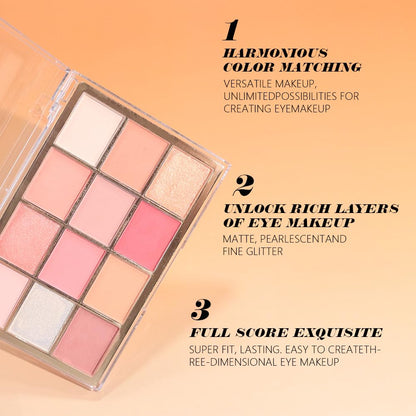 Nude Pink Eyeshadow Palette,Natural Neutral Warm Colors Cream Light Colors Eyeshadow Palette,Eye Shadow Palette Long Lasting Naturing-Looking Make Up Pallets for Women,Vegan