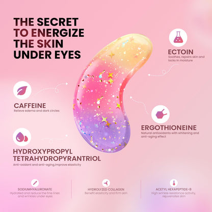 Under Eye Patches (20 Pairs)-New Tri-color Glitter Eye Gel Pads for Dark Circles Puffy Eyes,Under eye Bags,Wrinkles|Natural Collagen Under Eye Mask Patches for Women Teen