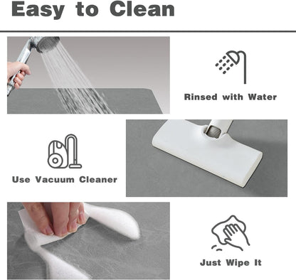 Bath Mat, Bathroom Rugs Non Slip Washable Thin Absorbent Quick Dry Bath Mat Fits Under Door Bathroom Floor Mat Perfect for Bath, Shower, or Sink 36"x60" Light Grey