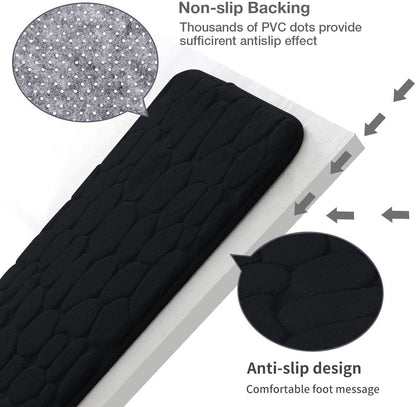 YIHOUSE Bathroom Mat Rug, Memory Foam Bath Mat, Non-Slip Bathroom Floor Mats, Cobblestone Bath Mats Absorbent Bath Rugs Washable Quick Dry (17x24,Black)