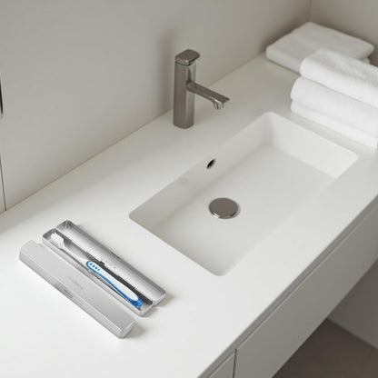 Toothbrush Travel Case Aluminum, Manual Tooth Brush Holder for Traveling, Portable Toothbrush Container for Bathroom, Camping, Business Trip, School (Silver)